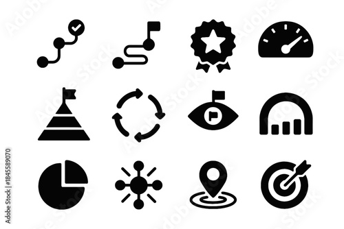 Ai vector loop focus map plan goal node management success achievement icon