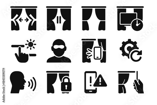 Sync curtain lock enable icons timer icon adjust smart close vector privacy