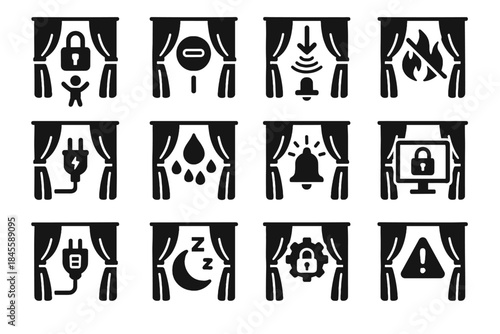 Obstruction curtain alert vector smart sensor child fire surge waterproof icon casing