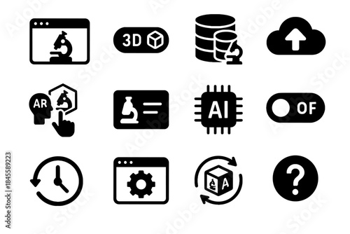 Database assist microscope tutorial update icon feed ai dashboard id ar vector
