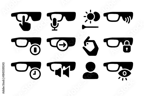 Vector mute shortcut audio gesture status input glasses profile slide icon cyber