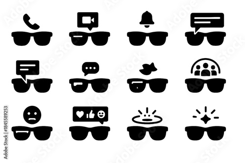 Animation call loop cyber flash icon glasses social vector message burst chat