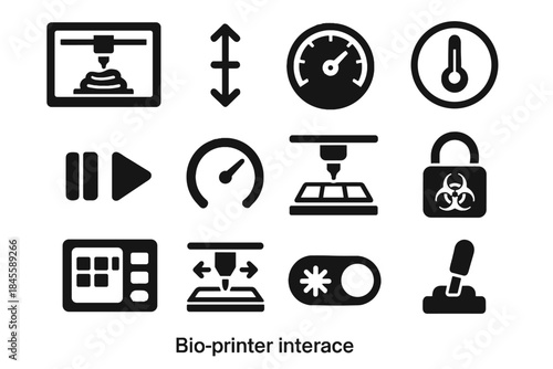 Switch printer sterilization print icon bio vector interface button lock toggle build