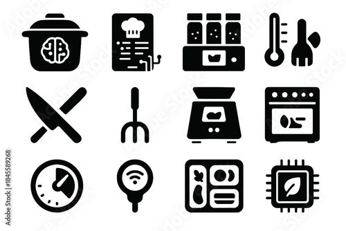 Scanner panel meal virtual icon ai vector control recipe smart ingredient chef