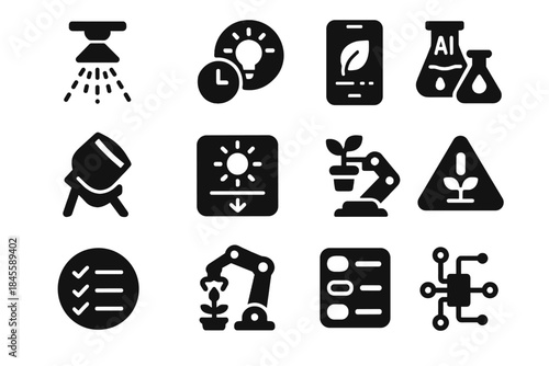 Vector garden button icon list switch watering icons notification arm automation mobile