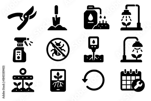 Tool vector fertilizer guide emitter digital level sprayer soil indicator garden icon