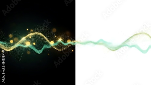 Glowing Cyan Wave and Sparkle Particles - Abstract Horizontal Light Flow Design