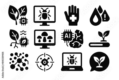 Fungal moisture bar diagnostics digital icon warning progress garden animation vector health