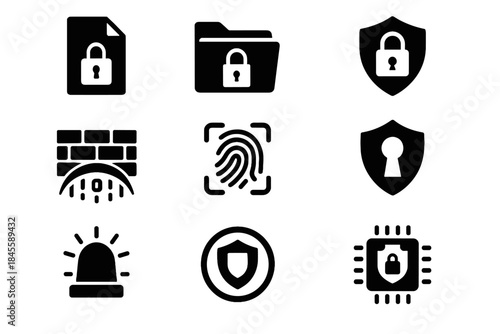 Arc icon cyber biometric data shield panel protection grid alert vector icons