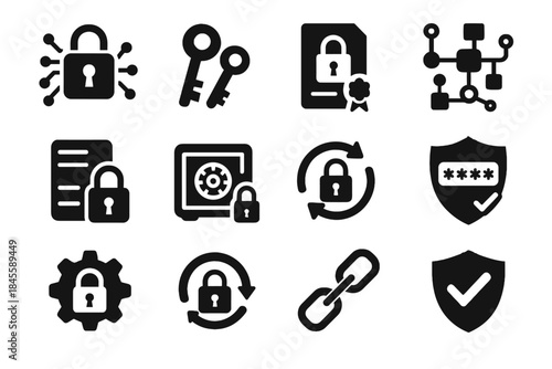 Algorithm badge icon vector security gear icons verification data symbol emblem password
