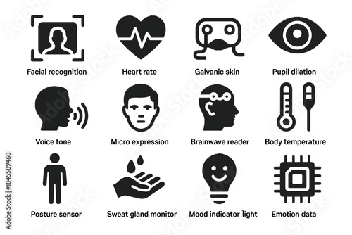 Body emotion gland monitor mood vector chip temperature icon sensor heart