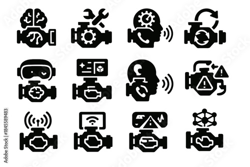 Adaptive control augmented energy recycling icon reality engine futuristic vector interface