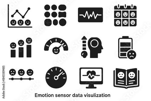 Emotion screen calendar icons data biofeedback icon vector logbook fatigue chart waveform