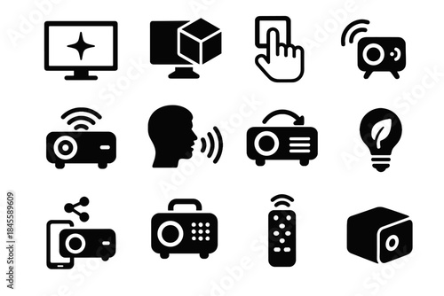 Projector icon size portable high resolution design icons connectivity adjustment nano projection