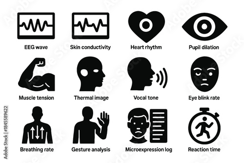 Rate emotion reaction eeg image icon heart gesture microexpression scanner vector rhythm