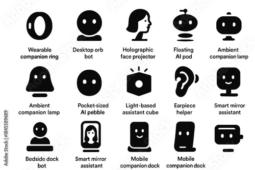 Pod smart vector devices floating iconic ai bedside projector dock helper icon