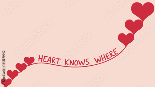 Light pink background with a trail of red hearts forming a smoo