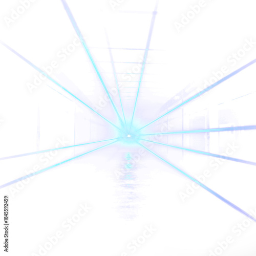 Futuristic blue technology background with abstract 3D line tunnel design for a business or architectural concept banner