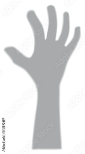 Scary hand reaching up vector icon, cartoon shadow of human body limbs gray silhouette, zombie Halloween monsters arm