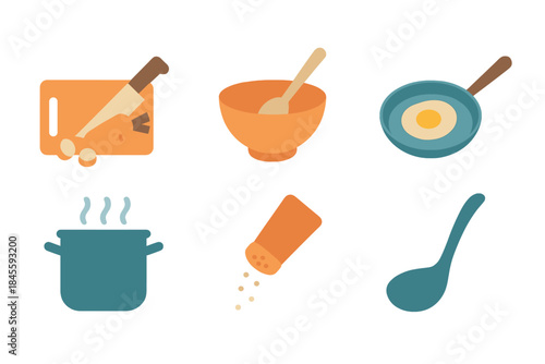Kitchen utensils vector illustration with cooking elements