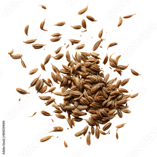 Cumin seeds pile on black background