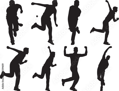 Silhouette Athletes Running and Throwing Motifs Collection