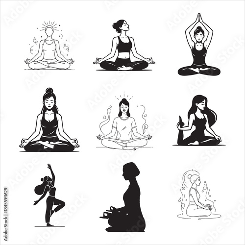 Black yoga woman breathing consciously promoting calmness stability mindfulness and inner clarity