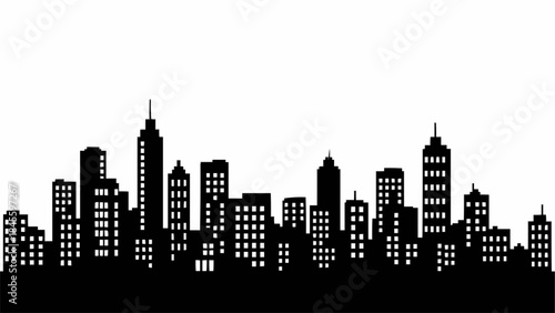 Modern City Skyline Silhouette Buildings Architecture.