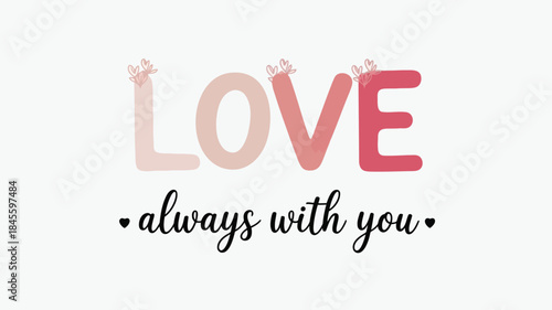 Minimalist design with love in blush tones and romantic text on white background