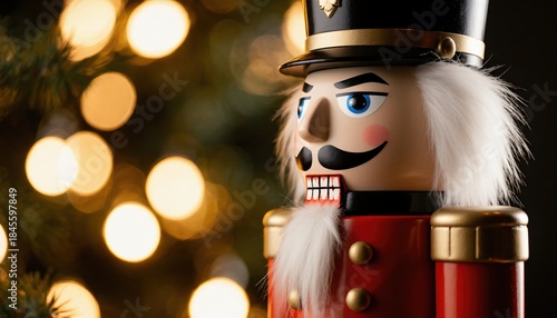 Detailed Portrait of a Classic Holiday Nutcracker Soldier Figure