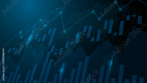 Stocks market investment trading background with blue color
