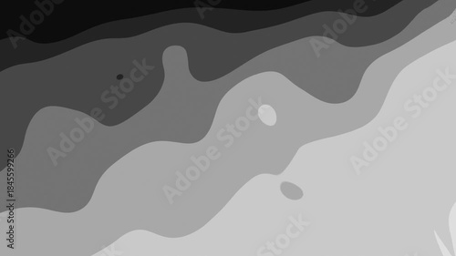 Black and white bright wavy fluid background with layered organic liquid shapes and curves