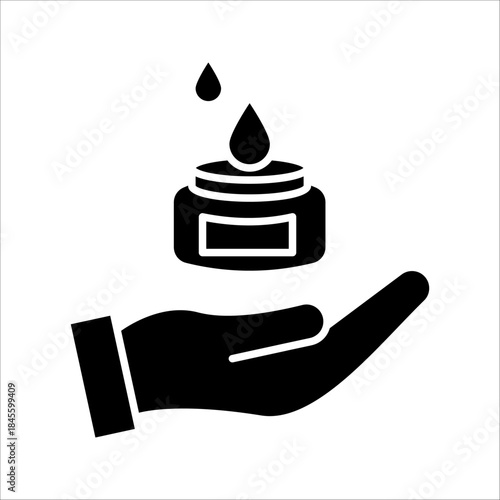 foam Cream on hand Icon. Symbol isolated white background. vector illustration. color editable.