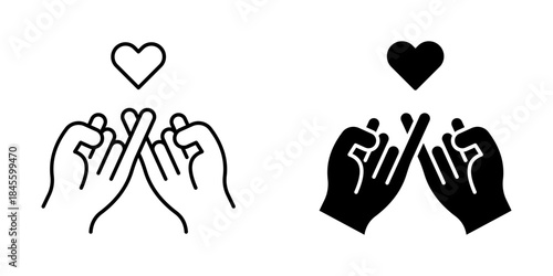 Pinky swear, or pinky promise Icon set. Symbol isolated white background. vector illustration. color editable.