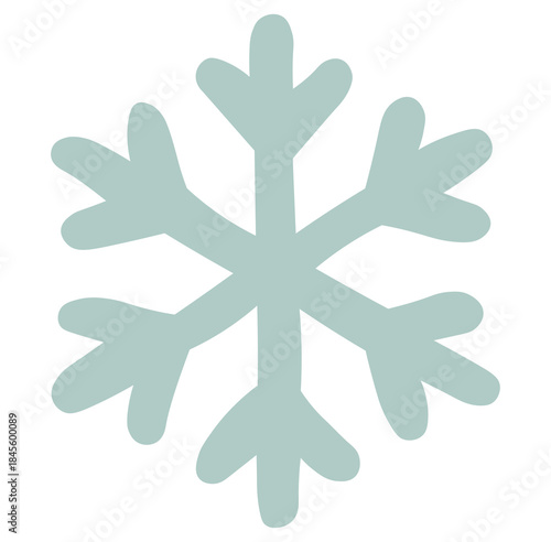Hand drawn snowflake icon for winter holiday decorations, festive designs and seasonal backgrounds, PNG with transparent background