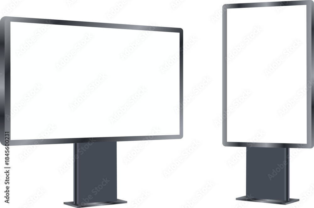 Fototapeta premium Digital Billboard Advertising Display with Blank Screen for Outdoor Marketing – Vector Illustration