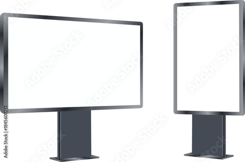 Digital Billboard Advertising Display with Blank Screen for Outdoor Marketing – Vector Illustration