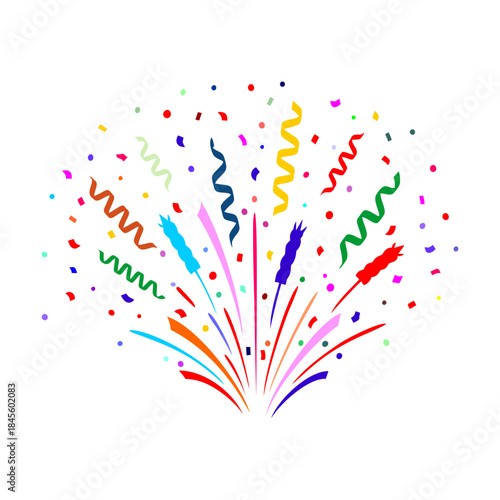 Colorful fireworks and confetti celebration design