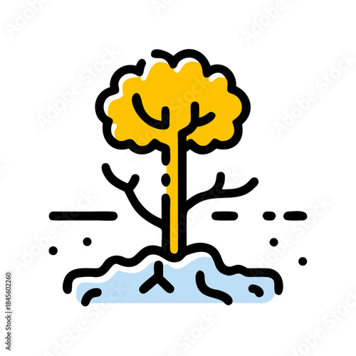 Green initiatives: a simple yet profound icon symbolizing the vital process of tree planting and growth