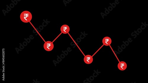 Indian Rupee Price Falling Graph Animation