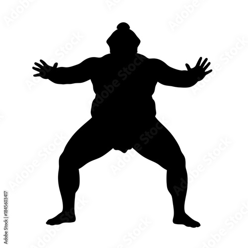 Dynamic silhouette of a sumo wrestler in traditional stance, strength and power embody ancient martial art, perfect for sport or cultural projects