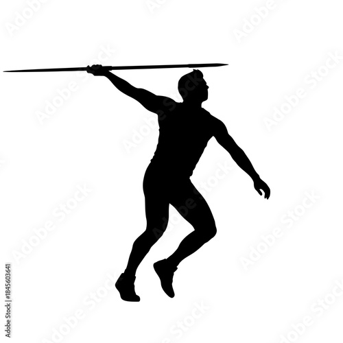 Dynamic silhouette of athlete throwing javelin with power and precision, perfect for sports branding, fitness promotions, and athletic achievements visuals
