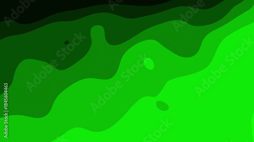 Abstract bright green wavy fluid background with layered organic liquid shapes and curves
