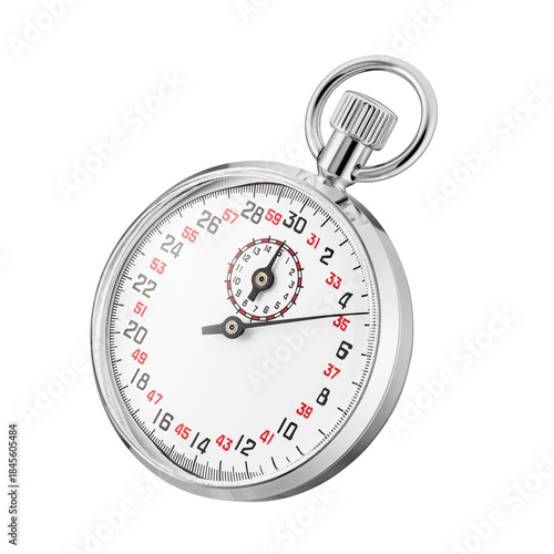 Cuadro en lienzo Silver analog stopwatch with mechanical dial isolated