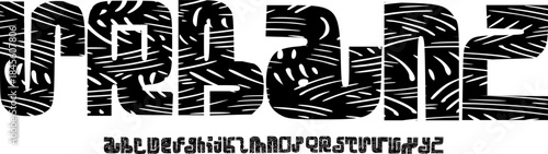 Organic Woodcut Pattern Font – Handcrafted Textured Alphabet Typeface with Natural Tribal Meaning for Designers
