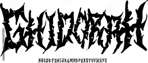 Extreme Death Metal Horror Font – Chaotic Sharp Alphabet Typeface with Brutal Blackletter Style for Band Logos, Album Covers & Underground Graphic Design