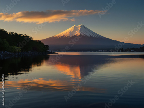 First sunrise and Mount Fuji