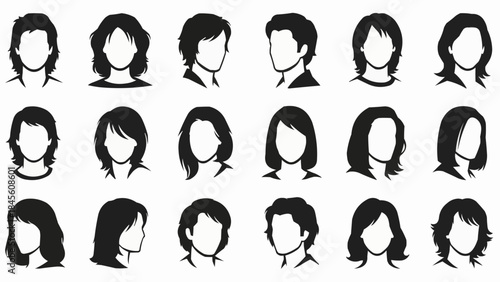 Collection of Diverse Hairstyles for Men and Women Silhouettes.