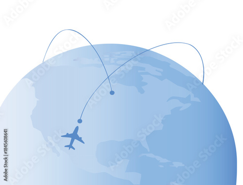 Global travel globe flight vector illustration.