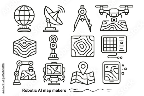 Icon arm map vector dish data smart elevation robotic navigation console